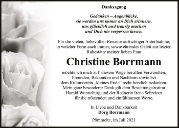 Traueranzeige von Christine Borrmann  von Magdeburger Volksstimme