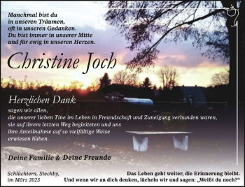 Traueranzeige von Christine Joch  von Magdeburger Volksstimme