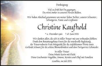 Traueranzeige von Christine Kaufhold  von Magdeburger Volksstimme