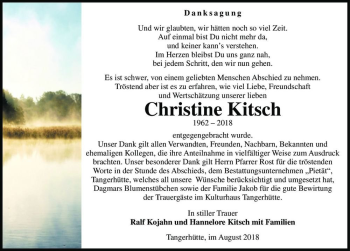 Traueranzeige von Christine Kitsch  von Magdeburger Volksstimme