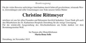 Traueranzeige von Christine Rittmeyer  von Magdeburger Volksstimme