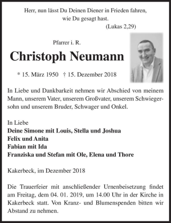 Traueranzeige von Christoph Neumann  von Magdeburger Volksstimme
