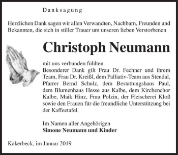 Traueranzeige von Christoph Neumann  von Magdeburger Volksstimme