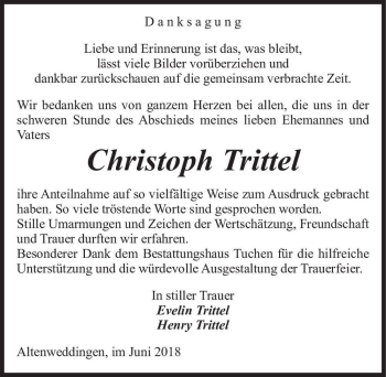 Traueranzeige von Christoph Trittel  von Magdeburger Volksstimme