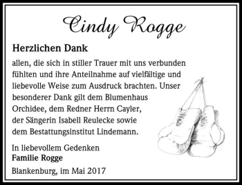 Traueranzeige von Cindy Rogge  von Magdeburger Volksstimme
