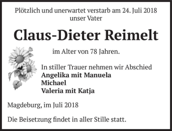 Traueranzeige von Claus-Dieter Reimelt  von Magdeburger Volksstimme