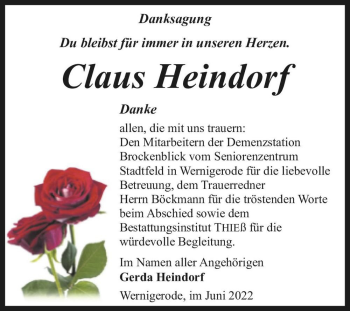 Traueranzeige von Claus Heindorf  von Magdeburger Volksstimme