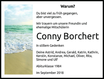 Traueranzeige von Conny Borchert  von Magdeburger Volksstimme