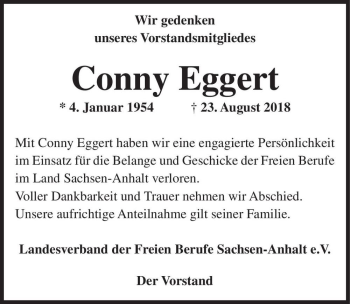 Traueranzeige von Conny Eggert  von Magdeburger Volksstimme