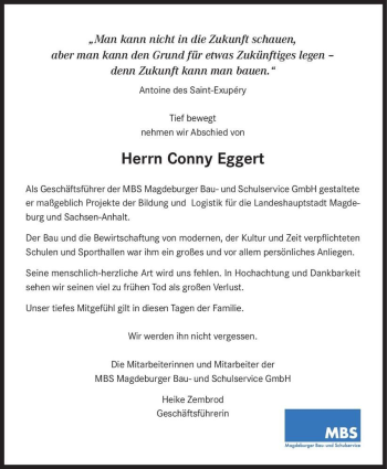 Traueranzeige von Conny Eggert  von Magdeburger Volksstimme
