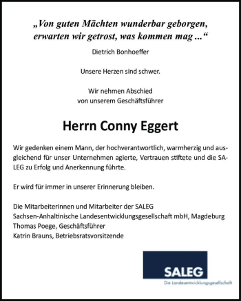 Traueranzeige von Conny Eggert  von Magdeburger Volksstimme