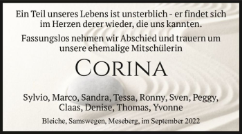 Traueranzeige von Corina  von Magdeburger Volksstimme