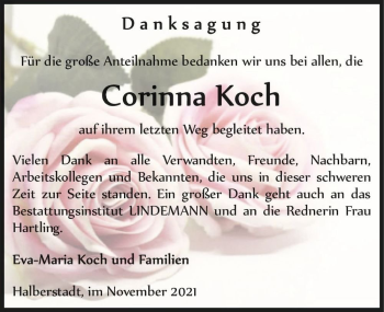 Traueranzeige von Corinna Koch  von Magdeburger Volksstimme