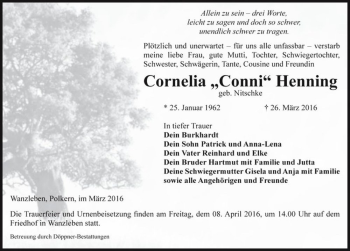 Traueranzeige von Cornelia 