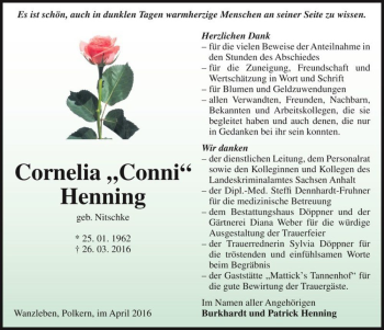 Traueranzeige von Cornelia 