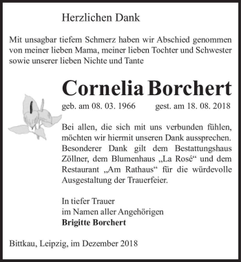 Traueranzeige von Cornelia Borchert  von Magdeburger Volksstimme