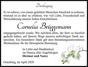 Traueranzeige von Cornelia Brüggemann  von Magdeburger Volksstimme