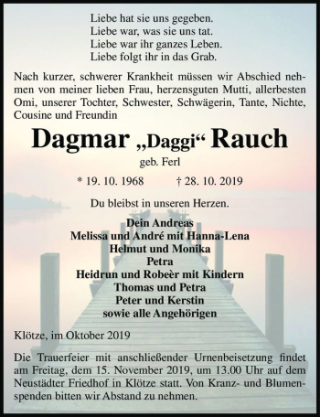 Traueranzeige von Dagmar ,,Daggi