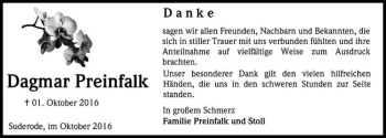 Traueranzeige von Dagmar Preinfalk  von Magdeburger Volksstimme