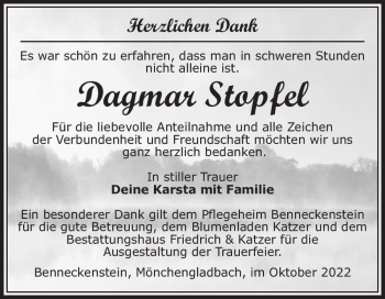 Traueranzeige von Dagmar Stopfel  von Magdeburger Volksstimme