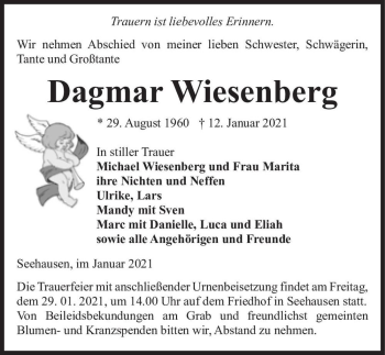 Traueranzeige von Dagmar Wiesenberg  von Magdeburger Volksstimme