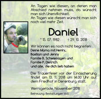Traueranzeige von Daniel  von Magdeburger Volksstimme