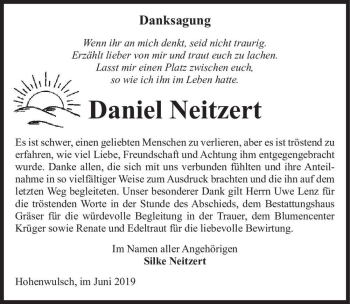 Traueranzeige von Daniel Neitzert  von Magdeburger Volksstimme