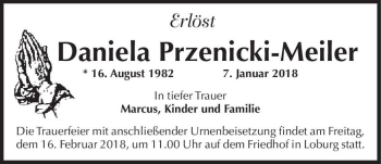 Traueranzeige von Daniela Przenicki Meiler  von Magdeburger Volksstimme