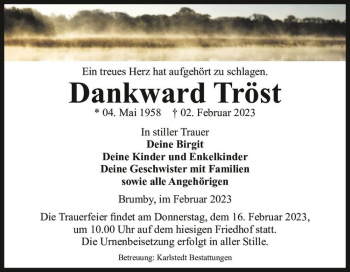 Traueranzeige von Dankward Tröst  von Magdeburger Volksstimme