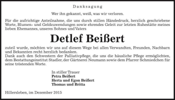 Traueranzeige von Detlef Beißert  von Magdeburger Volksstimme