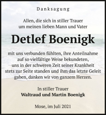 Traueranzeige von Detlef Boenigk  von Magdeburger Volksstimme
