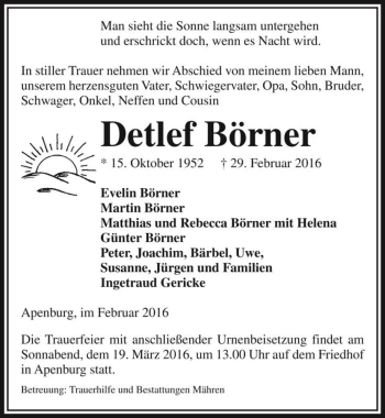 Traueranzeige von Detlef Börner  von Magdeburger Volksstimme