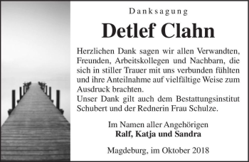 Traueranzeige von Detlef Clahn  von Magdeburger Volksstimme