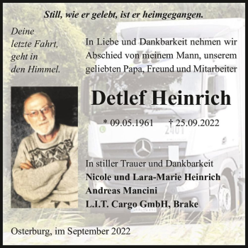 Traueranzeige von Detlef Heinrich  von Magdeburger Volksstimme