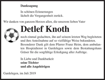 Traueranzeige von Detlef Knoth  von Magdeburger Volksstimme
