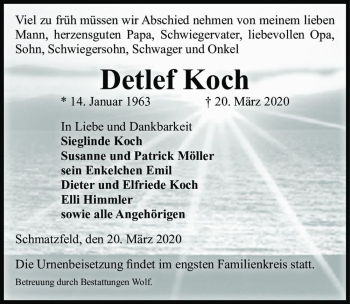Traueranzeige von Detlef Koch  von Magdeburger Volksstimme