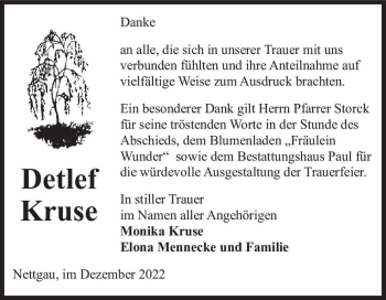 Traueranzeige von Detlef Kruse  von Magdeburger Volksstimme