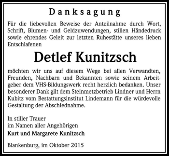 Traueranzeige von Detlef Kunitzsch  von Magdeburger Volksstimme