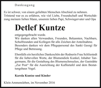 Traueranzeige von Detlef Kuntze  von Magdeburger Volksstimme
