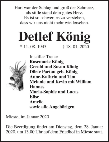 Traueranzeige von Detlef König  von Magdeburger Volksstimme