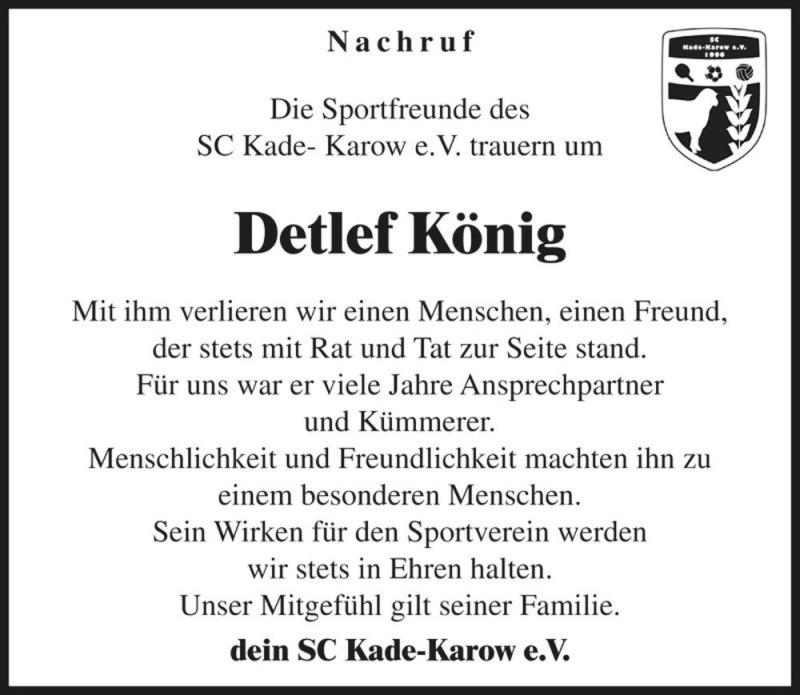  Traueranzeige für Detlef König  vom 29.12.2015 aus Magdeburger Volksstimme