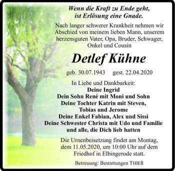 Traueranzeige von Detlef Kühne  von Magdeburger Volksstimme