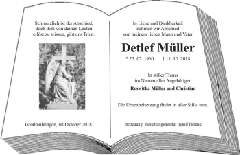 Traueranzeige von Detlef Müller  von Magdeburger Volksstimme