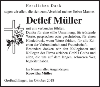 Traueranzeige von Detlef Müller  von Magdeburger Volksstimme