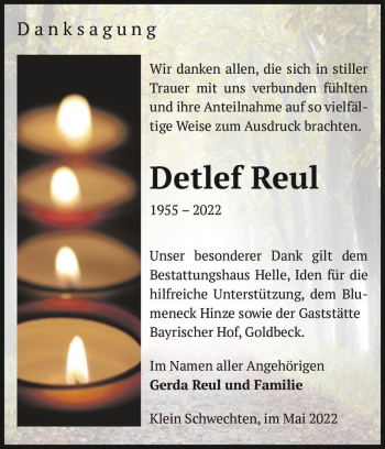 Traueranzeige von Detlef Reul  von Magdeburger Volksstimme