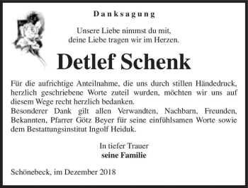 Traueranzeige von Detlef Schenk  von Magdeburger Volksstimme