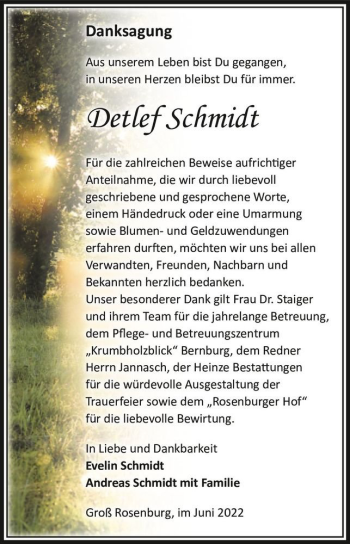 Traueranzeige von Detlef Schmidt  von Magdeburger Volksstimme