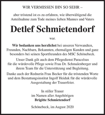 Traueranzeige von Detlef Schmietendorf  von Magdeburger Volksstimme
