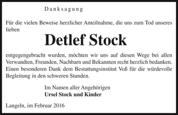 Traueranzeige von Detlef Stock  von Magdeburger Volksstimme