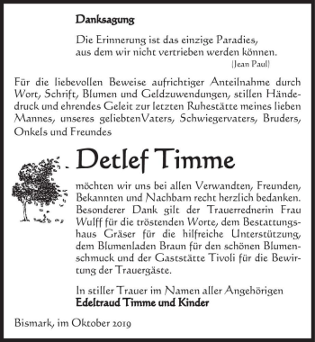 Traueranzeige von Detlef Timme  von Magdeburger Volksstimme